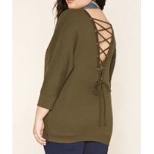 Forever 21 Lace-up sweatshirt top